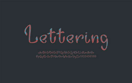 Cursive textured font, old handwritten script alphabet, retro calligraphy typeface, vector illustration 10EPSのイラスト素材