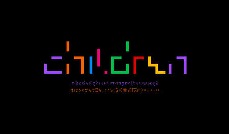 Coding bright color font, technology alphabet, digital letters and numbers, vector illustrator 10 epsのイラスト素材