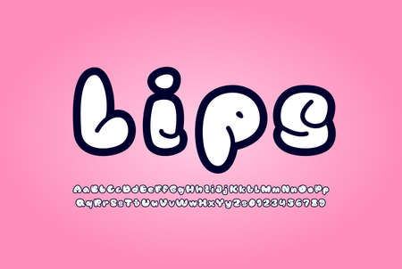 White font, comic alphabet in the cartoon style, uppercase letters and numbers, vector illustration 10EPSのイラスト素材