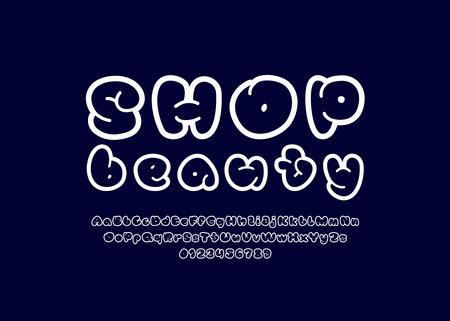 Outline font, comic alphabet in the cartoon style, uppercase and lowercase letters and numbersのイラスト素材