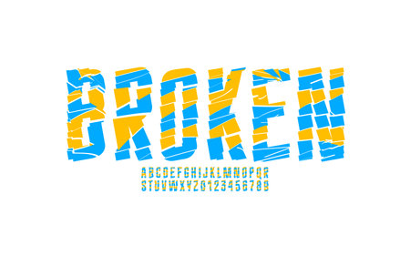 Art font, bright alphabet, letters and numbers, vector illustration 10epsのイラスト素材
