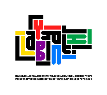 Abstract alphabet font, art typography letters and numbers for your designs logo or brand name, vector illustration 10EPSのイラスト素材