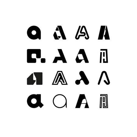 Set of alphabet symbols and elements of letter A, collection monogram design initial letter with unique modern concept for idea emblem or a logo, vector illustration 10epsのイラスト素材