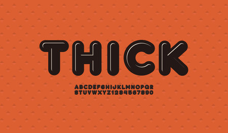 Round font 3d alphabet, thick trendy modern letters and numbers, vector illustration 10EPSのイラスト素材