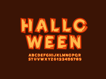 Halloween font alphabet, hand drawn brush stroke letters , vector illustration 10EPSのイラスト素材