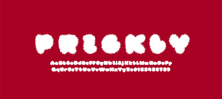 Comic fluffy font alphabet in the fur cartoon style, soft fur letters and numbers, vector illustration 10EPSのイラスト素材