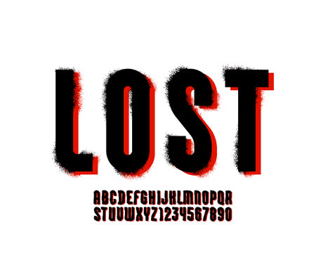 Spray graffiti font, alphabet, street art letters and numbers, vector illustration 10EPSのイラスト素材