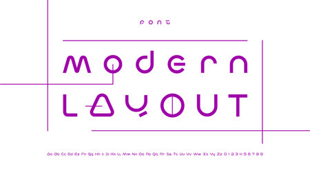 Virtual cyber font, digital alphabet made space future design, lowercase and uppercase Latin letters AZ and Arab numerals 0-9 trendy style, vector illustration 10EPSのイラスト素材