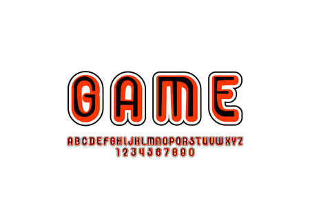 Playful font, rounded children alphabet, modern trendy bold bright letters and numbers, vector illustration 10EPSのイラスト素材