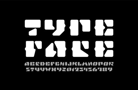 Child alphabet holiday font, kids rounded uppercase letters A, B, C, D, E, F, G, H, I, J, K, L, M, N, O, P, Q, R, S, T, U , V, W, X, Y, Z and numerals 0, 1, 2, 3, 4, 5, 6, 7, 8, 9.のイラスト素材