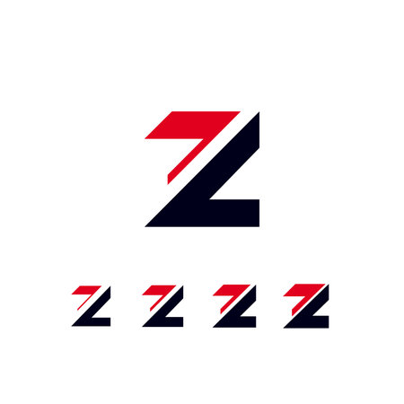 Technical future font, digital cyber alphabet, set of four different thicknesses of the trendy modern letter Z, for your logo or brand company design, vector illustration 10EPSのイラスト素材
