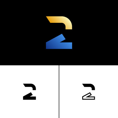 Number 2 alphabet tech font, typography for your designs logo or brand name, including a set of three of different icons, vector illustration 10EPSのイラスト素材