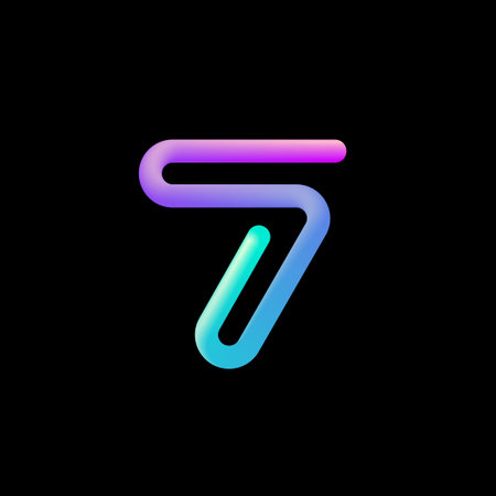 3d number 7, mathematical sign made from volumetric tubular