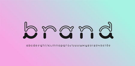 Design font, rounded modern alphabet, trendy letters from A to Z and numbers from 0 to 9 made outline style, vector illustration 10EPSのイラスト素材
