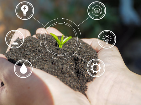 ready growing seedlings modern technology conceptの写真素材