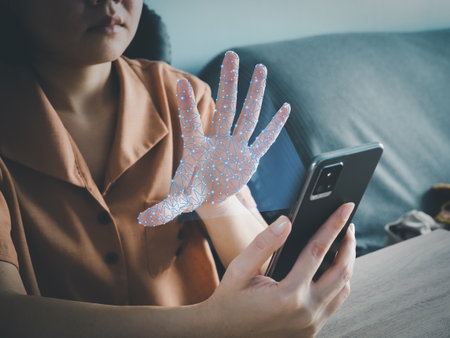access security hand scan personal information Identification, Authentication, File Access Authenticationの写真素材