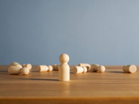 man standing leadership stick Among others who have given up trying leadership concept patience for victoryの写真素材