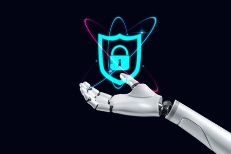 artificial intelligence robot ai security future robot technology development the use of ai to protect personal informationの写真素材