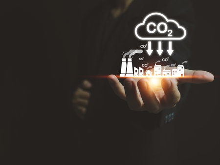 Environmentally friendly industrial concepts, reducing CO2 emissions, the cause of global warming, finding fuels or renewable energy that are environmentally friendly. can be recycled and reusedの写真素材