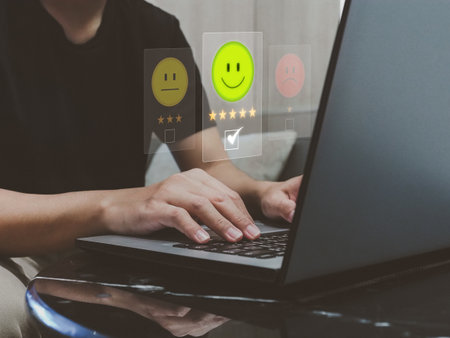 Users rate service experience on online applications. Scoring customer satisfaction, service, and leading to business reputation rankings.の写真素材