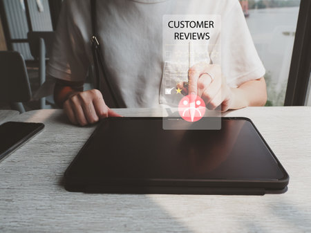 One star customer satisfaction concept, negative concept, customer service low ratingの写真素材
