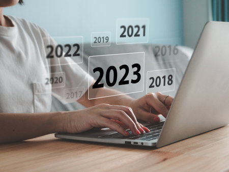 business investor Analyzing 2023 visual charts, strategies, investments, business planning.の写真素材