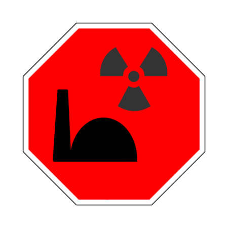 Stop sign with atomic symbolsのイラスト素材