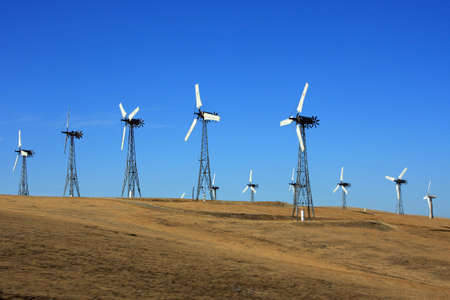 Wind power at a hillの写真素材