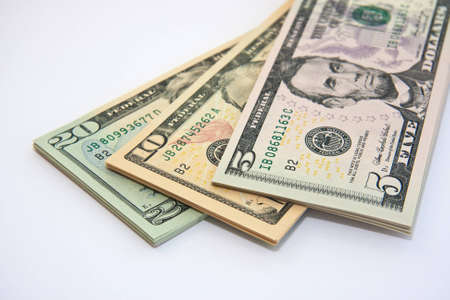 Three bunches of Dollarnotesの写真素材