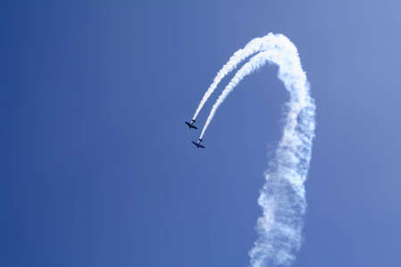 Two aircrafts in an airshowの写真素材