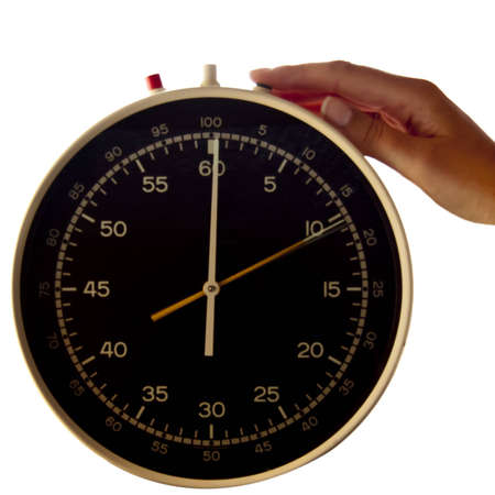 Isolated huge timer with hand starting the timingの写真素材