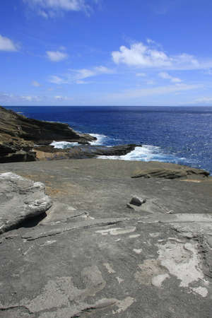 Hawaiian coast built of lavaの写真素材