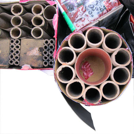 Empty boxes of fireworksの写真素材