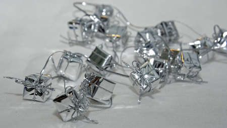 A closeup shot of silver christmasdecorationの写真素材