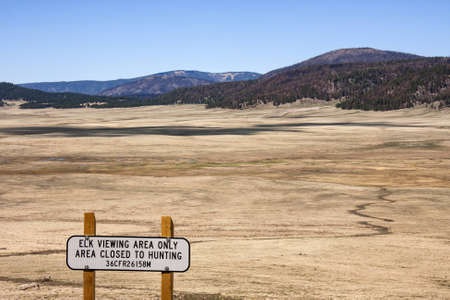 A sign in front of a drought areaの写真素材