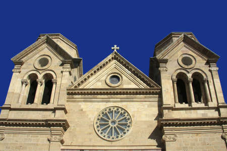 Church in Santa Fe from a low angleの写真素材