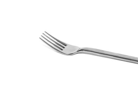 Shiny chrome fork over white backgroundの写真素材