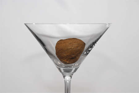 A walnut in a cocktailglassの写真素材
