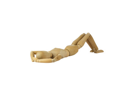 Wooden female figure is relaxingの写真素材