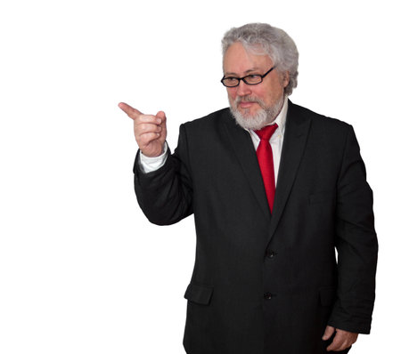 A senior is pointing to somethingの写真素材