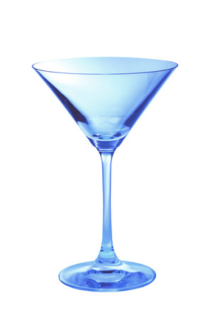 One blue empty martini glass in a vertical shotの写真素材