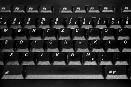 A black german computer keyboard in closeupの写真素材