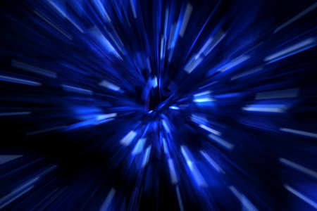 Black blue and white simulating speed of lightの写真素材