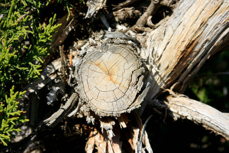 Weathered old tree trunk in the desertの写真素材