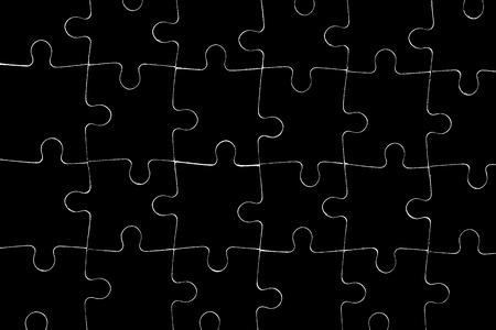 White drawn lines making a completed puzzle showing from aboveの写真素材