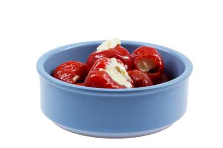 Antipasti in a rustic bowl viewed from slightly aboveの写真素材