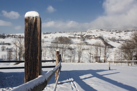 Winter landscape in Slovakia mountain settlementの写真素材