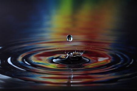Photo of falling water droplet collisionの写真素材