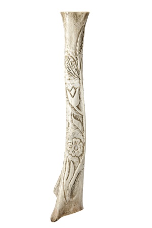The bones folk music instrument. Hand carved on a white background. It is used today in the folk customs.の写真素材