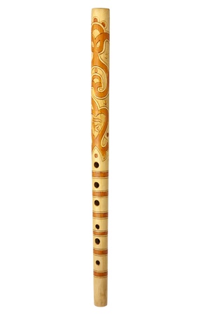 Wooden folk music instrument. Hand carved on a white background. It is used today in the folk customs.の写真素材